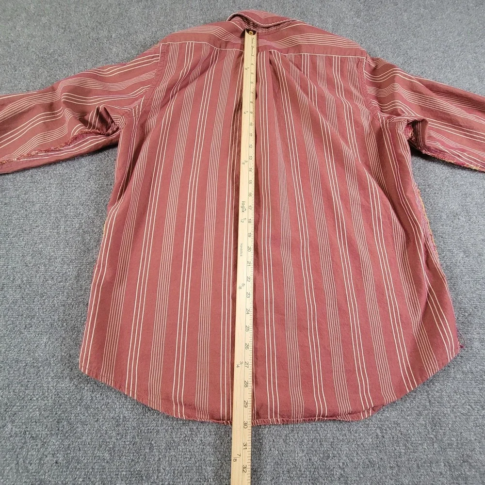 RA.RE Shirt Mens 2XL Red Striped Embroidered Rose Button Up Made in Italy Cotton